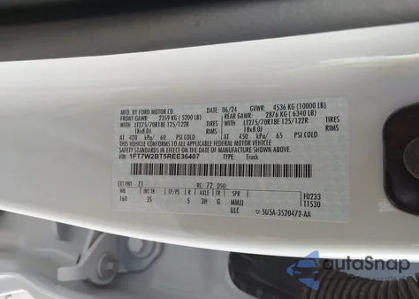 2024 Ford F-250 Xlt from USA, damaged, VIN 1FT7W2BT5REE36407